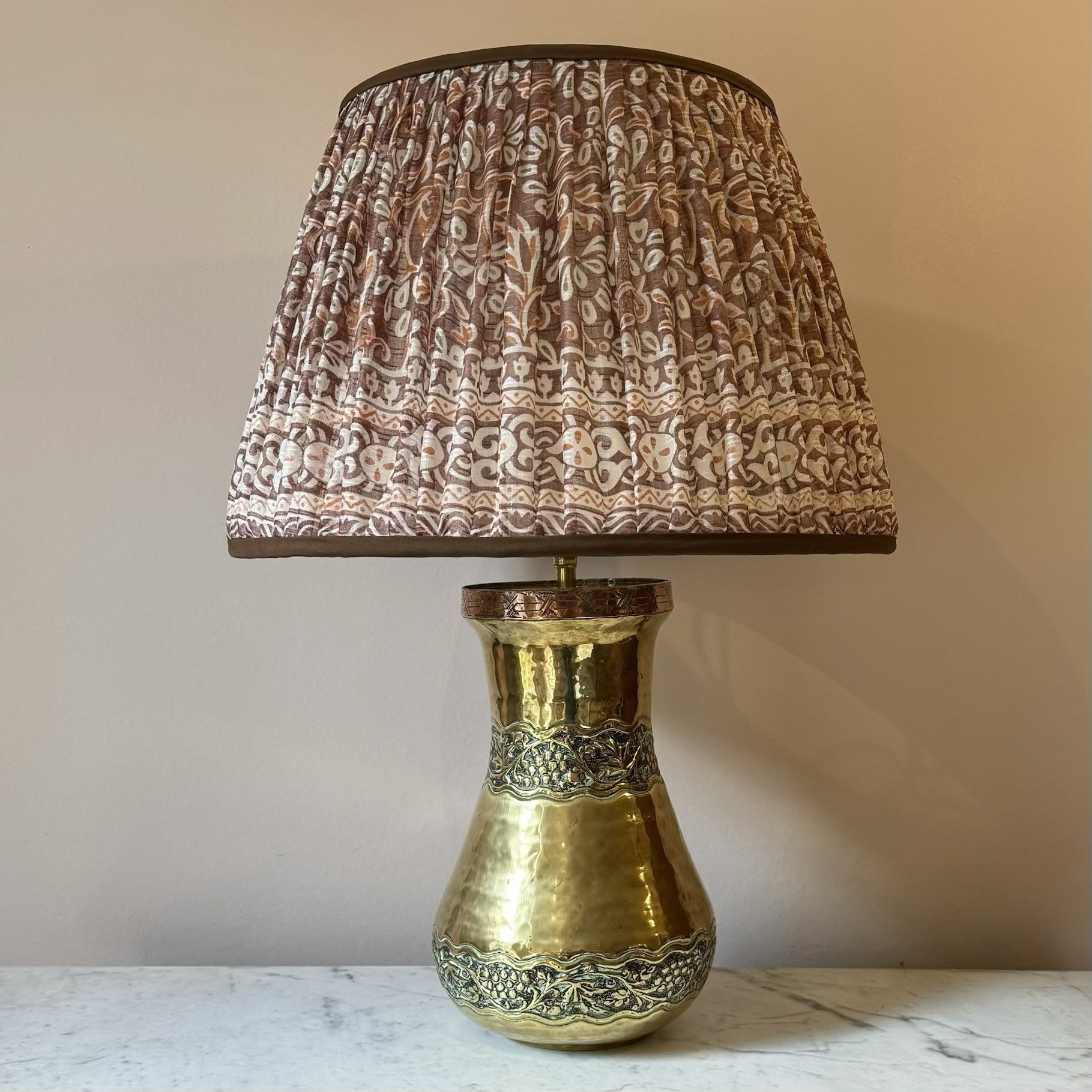 Vintage Arts & Crafts Brass Vase Lamp