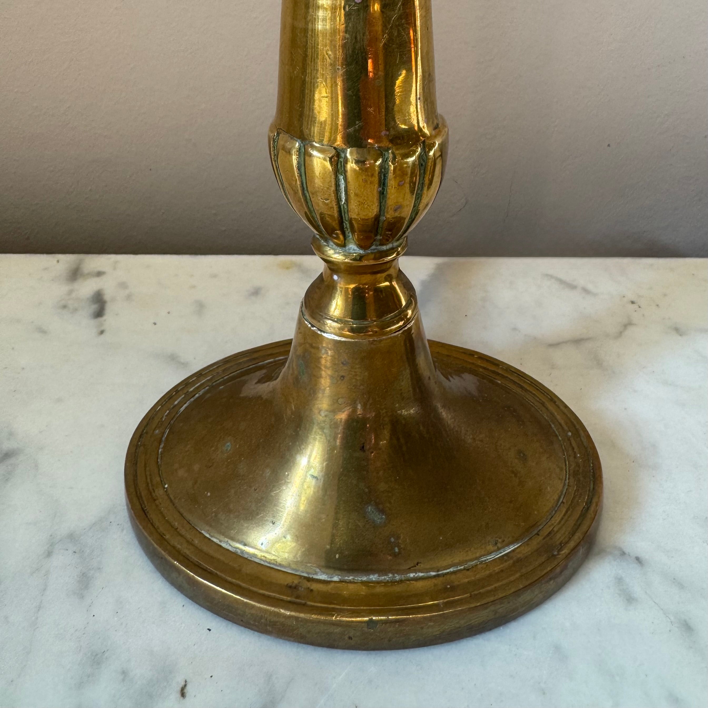 Vintage Pair of Brass Candlestick Lamps