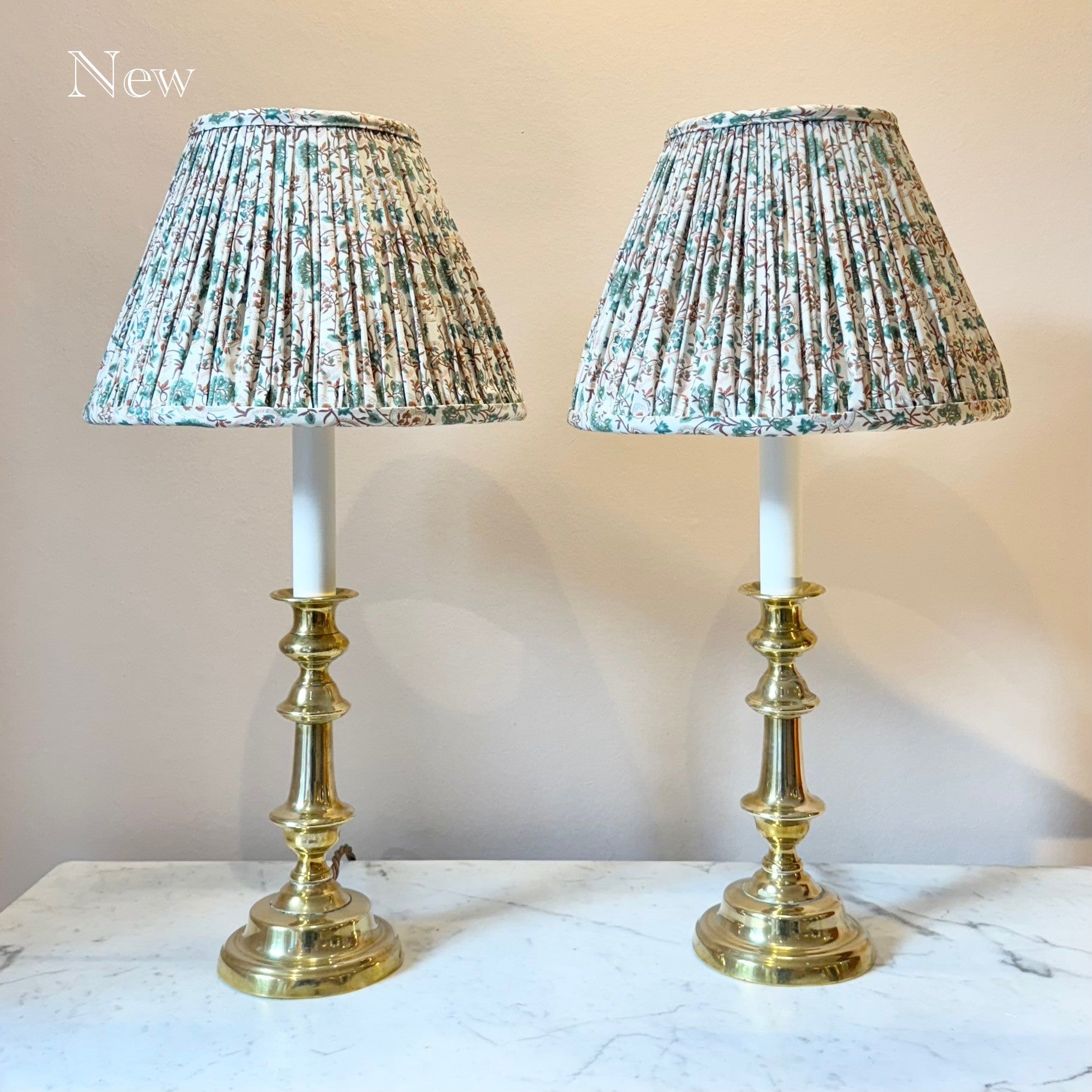Vintage Pair of Brass Candlestick Table Lamps