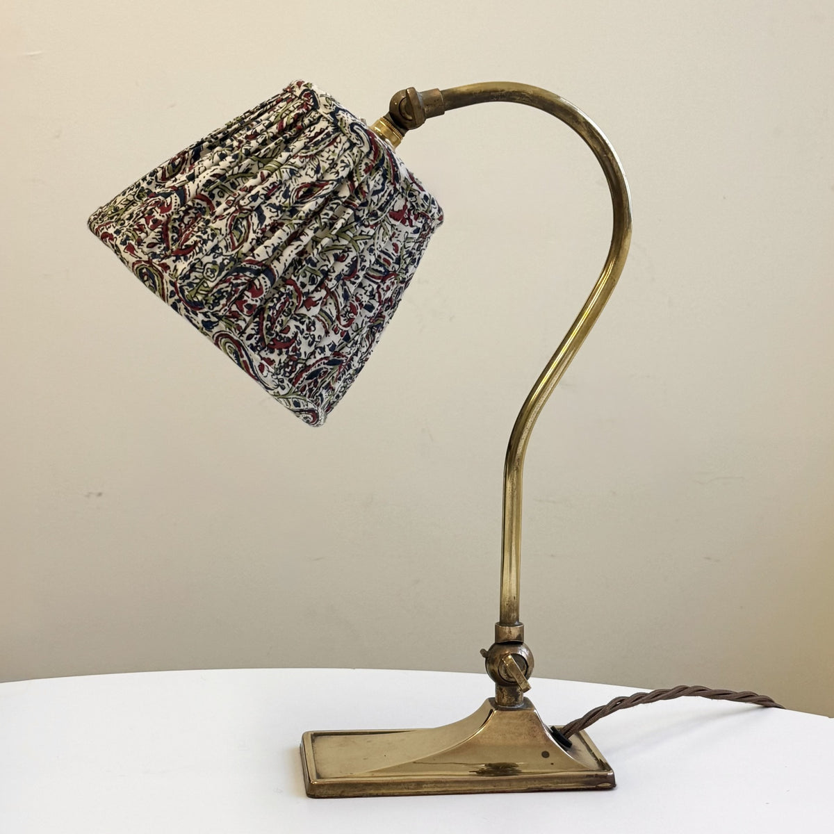 5 1/2" Empire Gathered Paisley Blue and Dark Red Cotton Lampshade